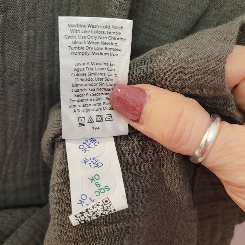 Time And Tru NWT Cotton Gauze Summer Top Sz L 12-14 Army Green - Picture 8 of 11